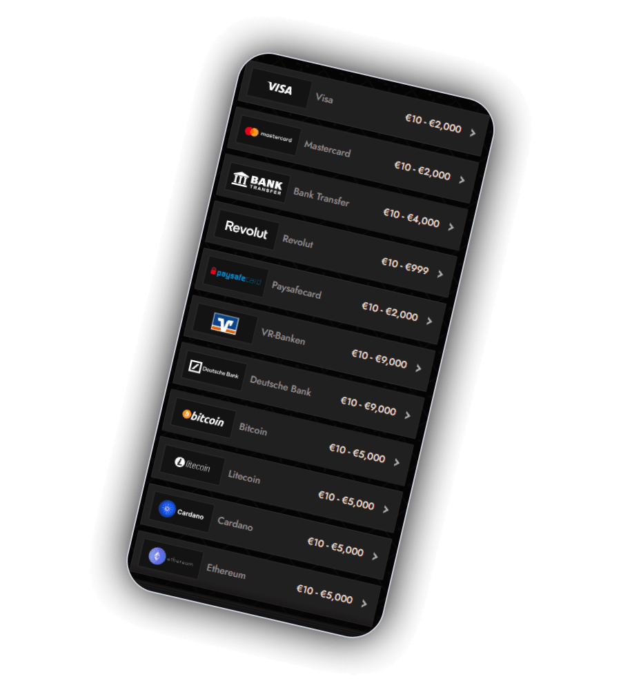 Crusaado Casino Payment Methods